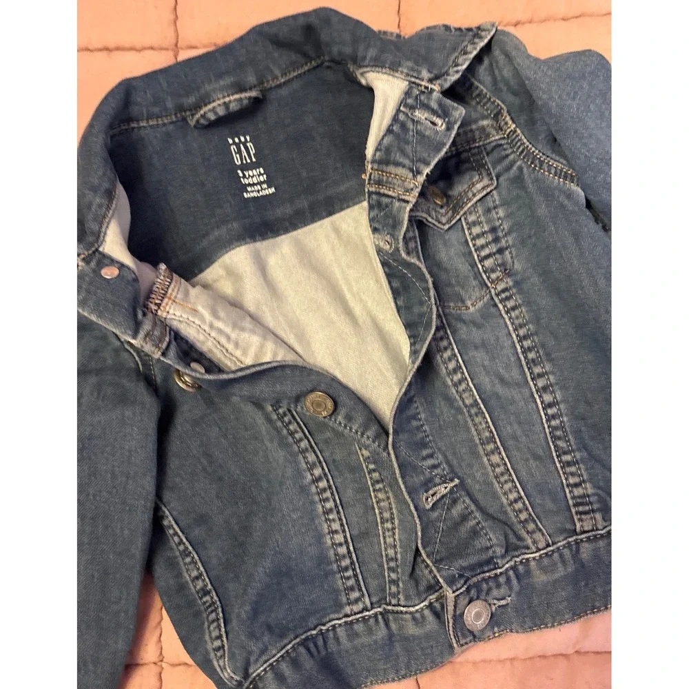 Baby GAP Blue Denim Jacket Button‎ Front Trucker Toddler Size 3 Years